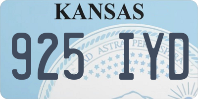 KS license plate 925IYD