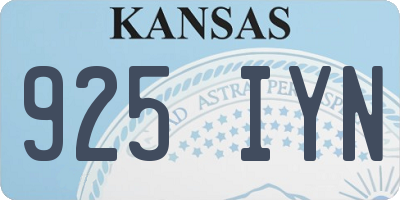 KS license plate 925IYN
