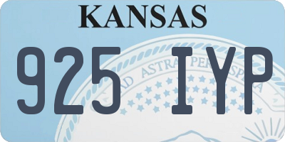 KS license plate 925IYP