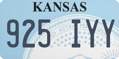 KS license plate 925IYY