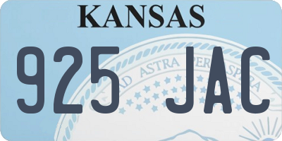 KS license plate 925JAC