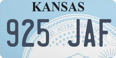 KS license plate 925JAF