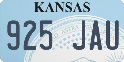 KS license plate 925JAU