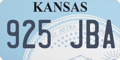 KS license plate 925JBA