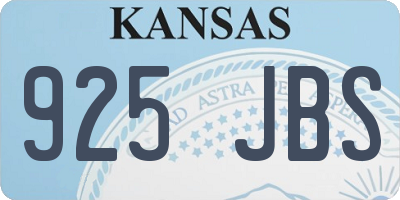 KS license plate 925JBS