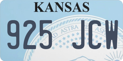 KS license plate 925JCW