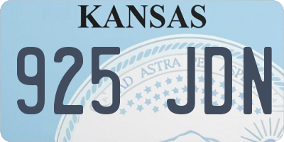 KS license plate 925JDN