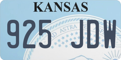 KS license plate 925JDW