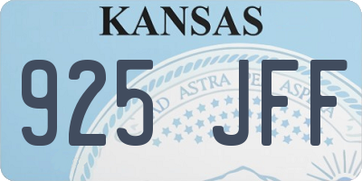 KS license plate 925JFF