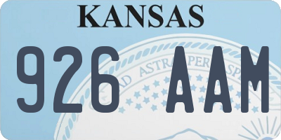 KS license plate 926AAM