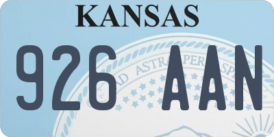 KS license plate 926AAN