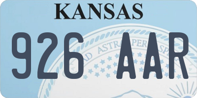 KS license plate 926AAR