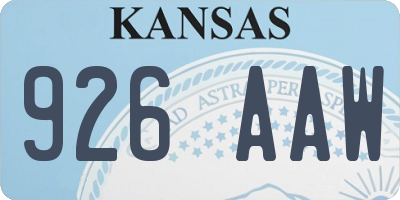 KS license plate 926AAW