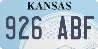 KS license plate 926ABF