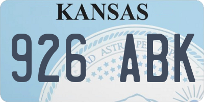 KS license plate 926ABK