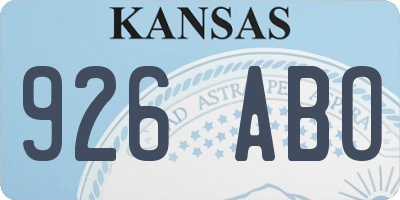KS license plate 926ABO