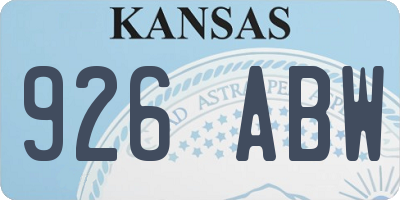 KS license plate 926ABW