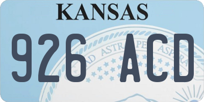 KS license plate 926ACD