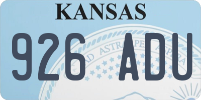 KS license plate 926ADU