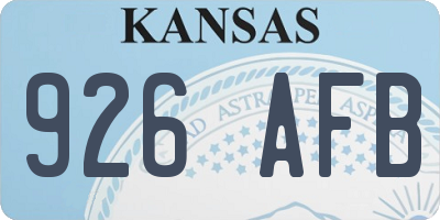 KS license plate 926AFB