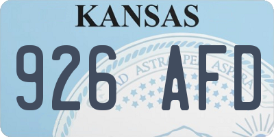 KS license plate 926AFD