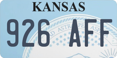 KS license plate 926AFF