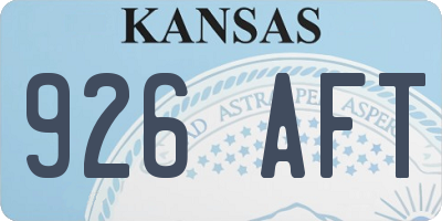 KS license plate 926AFT