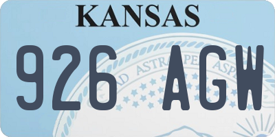 KS license plate 926AGW
