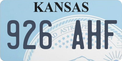 KS license plate 926AHF