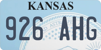 KS license plate 926AHG