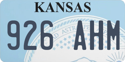 KS license plate 926AHM