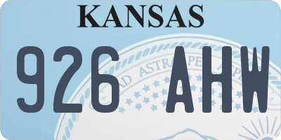 KS license plate 926AHW