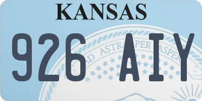 KS license plate 926AIY
