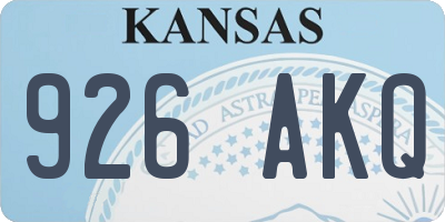 KS license plate 926AKQ