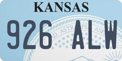 KS license plate 926ALW