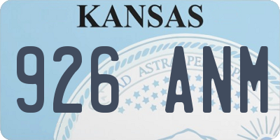 KS license plate 926ANM