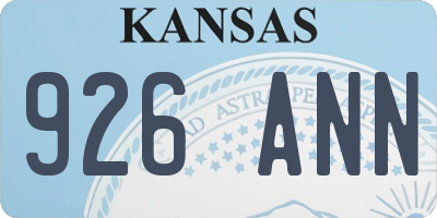 KS license plate 926ANN
