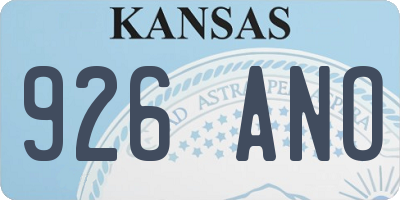 KS license plate 926ANO