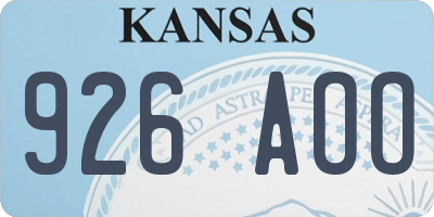 KS license plate 926AOO