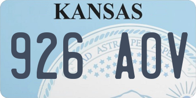 KS license plate 926AOV