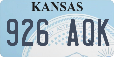 KS license plate 926AQK