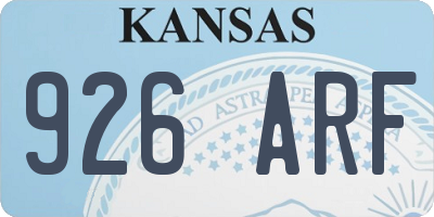 KS license plate 926ARF