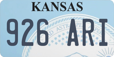 KS license plate 926ARI