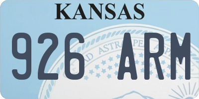 KS license plate 926ARM