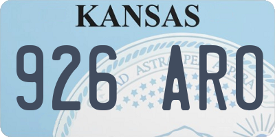 KS license plate 926ARO