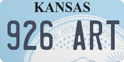 KS license plate 926ART