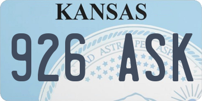 KS license plate 926ASK