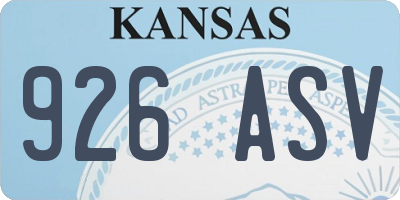 KS license plate 926ASV