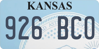 KS license plate 926BCO