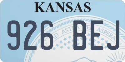 KS license plate 926BEJ